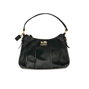 Coach Madison 6121 Small Satchel Black Leather Zip Top Purse Made in USA Vintage